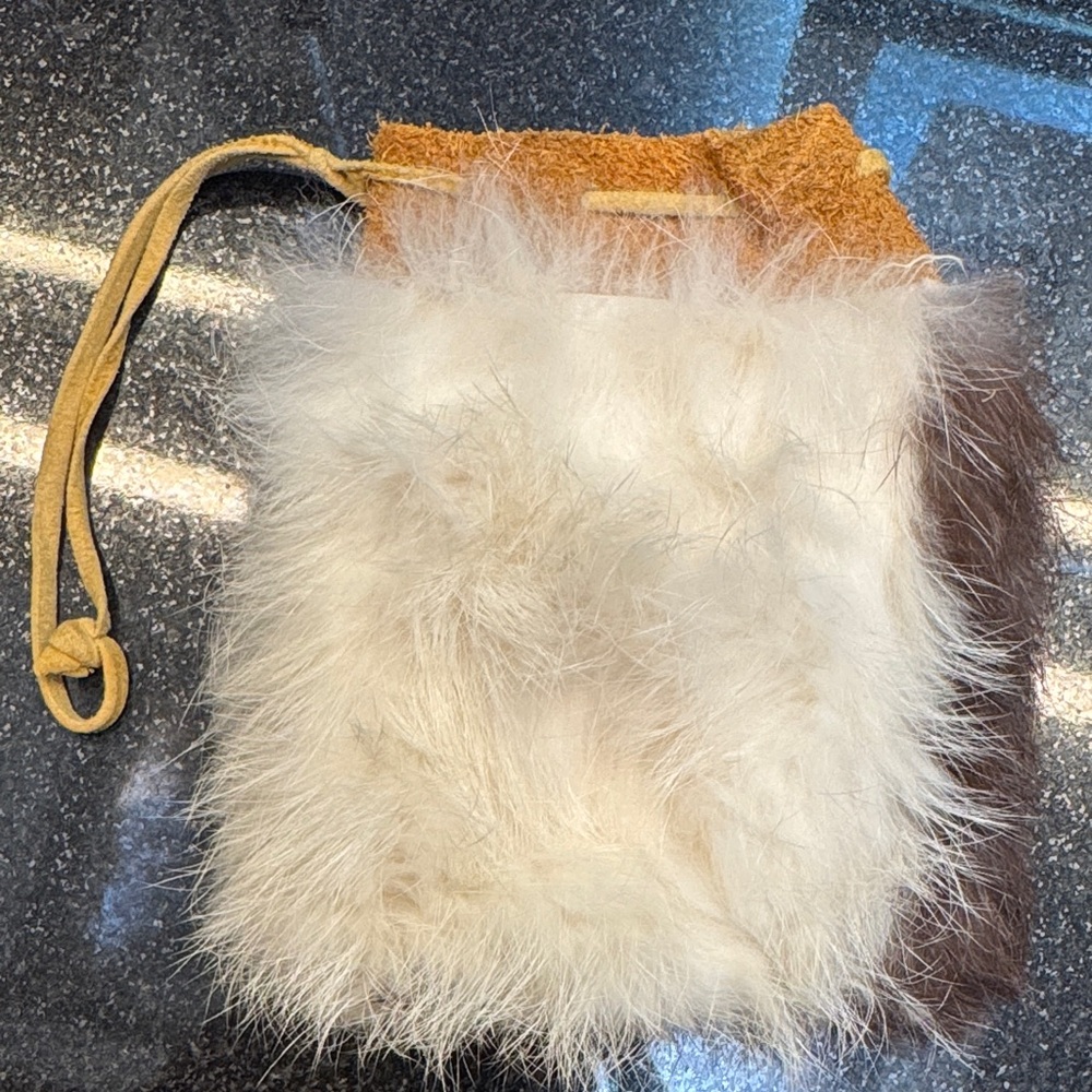 Rabbit Fur and Suede Women's coins bag -PRELOVED